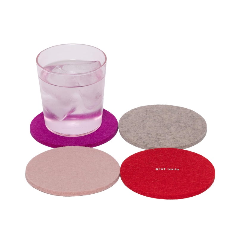 Graf Lantz - Bierfilzl Felt Coasters - Round - 100% Merino Wool - Moisture Wicking - Heat Resistant - Sustainable - Home Decor - Bar Decor - Housewarming Gift - 4 Coaster Set - 4"" Circles - Love - Image 1
