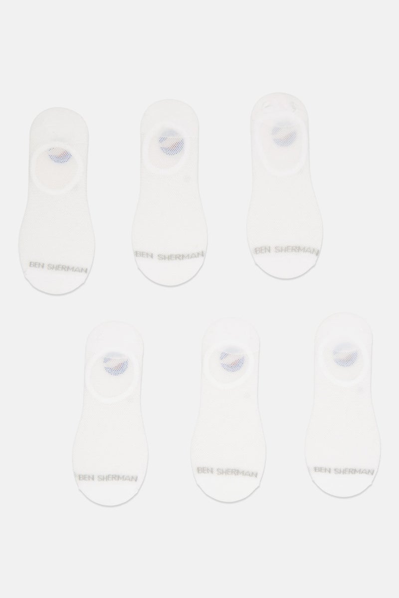 Ben Sherman Men 6 Pairs Brand Logo No Show Socks, White  - Image 2