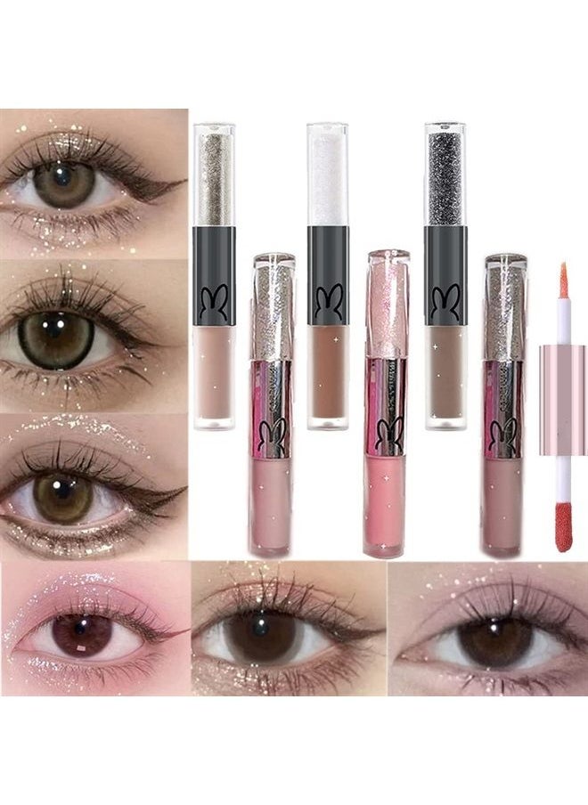 Sitovely - Double Ended Matte & Glitter Liquid Eyeshadow Set, Long Lasting Shining Shimmer Eyeshadow, Blendable Sparkling Metallic Eye Shadow Makeup (A+B) - Image 1