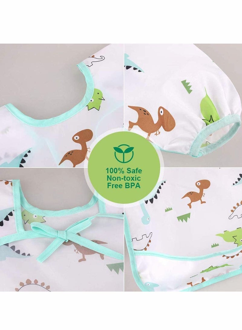 KASTWAVE 5 Pieces Baby Bibs with Sleeves，Waterproof Babies Feeding Bibs with Long Sleeves Washable Baby Drool Painting Apron Bibs Infant Toddler for 0 Months to 2 Years Old - Image 4