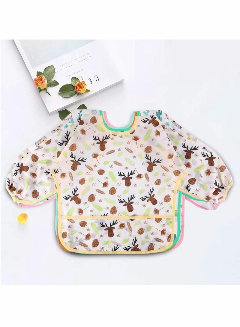 KASTWAVE 5 Pieces Baby Bibs with Sleeves，Waterproof Babies Feeding Bibs with Long Sleeves Washable Baby Drool Painting Apron Bibs Infant Toddler for 0 Months to 2 Years Old - Image 5
