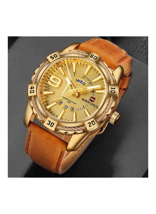 NIBEMINENT Men's Water Resistant Analog Watch NF9117L - 46 mm Brown - Image 3
