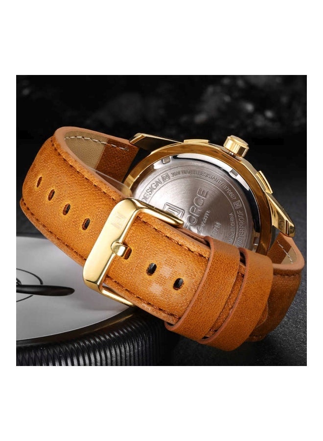NIBEMINENT Men's Water Resistant Analog Watch NF9117L - 46 mm Brown - Image 2