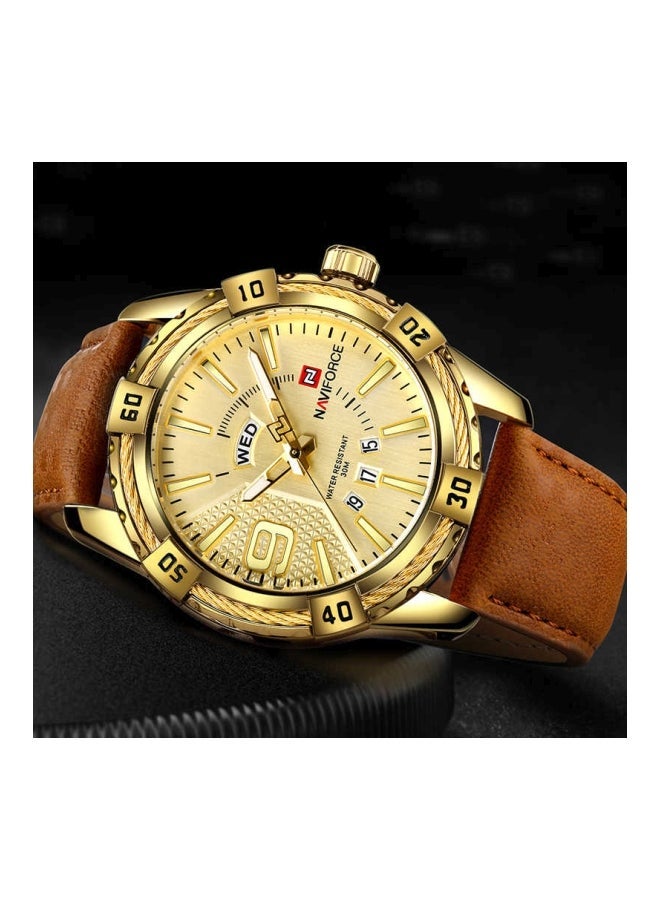 NIBEMINENT Men's Water Resistant Analog Watch NF9117L - 46 mm Brown - Image 4