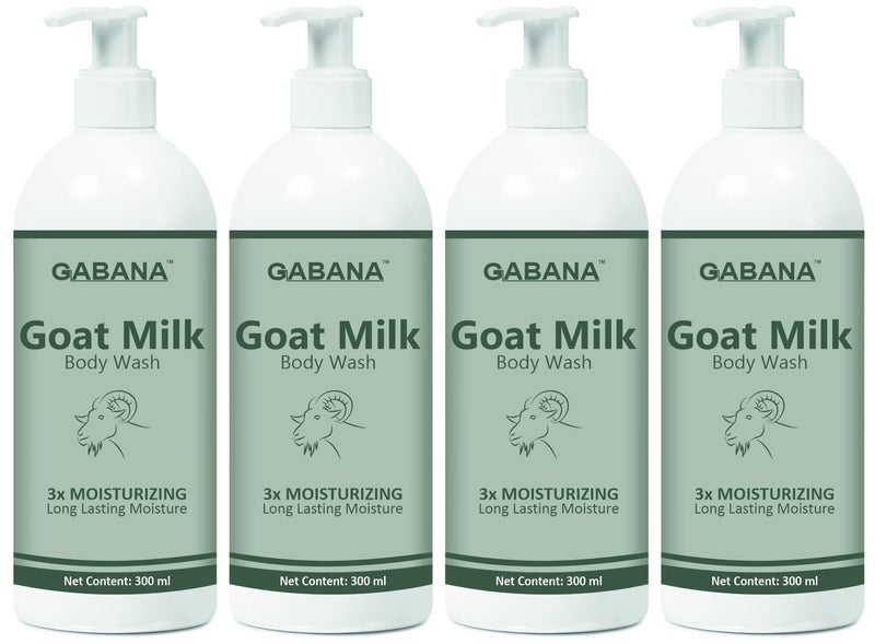 GABANA Goat Milk Body Wash for Long Lasting Moisture (Pack of 4, 300 ml)|Goat Milk body Wash for Skin Whitening GOAT milk body Wash for Dry Skin Body Cleanser Milk for body wash Milk for Dry Skin| - Image 1