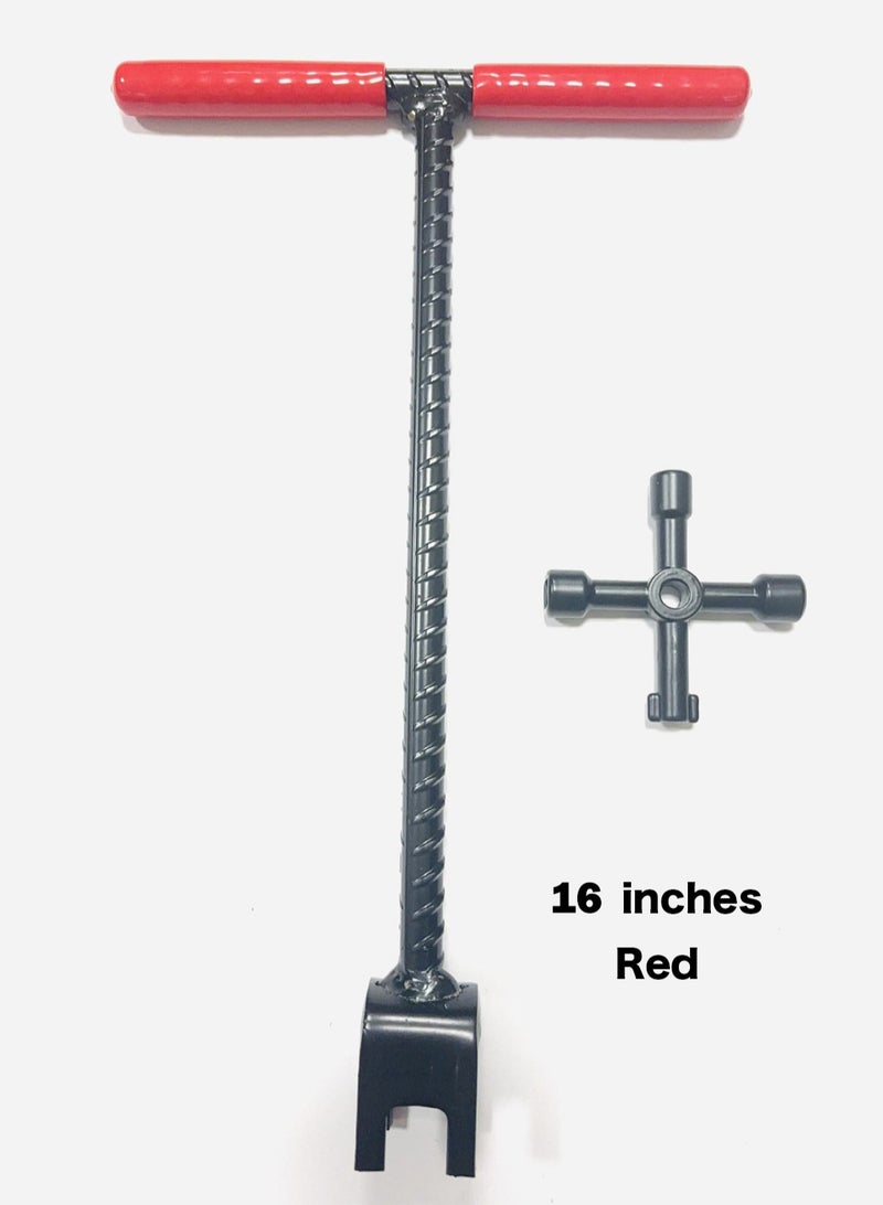 لوبيتيز مقياس المياه مفتاح 16 بوصة الصلب القسري مقبض T مع 4 اتجاهات متعددة الوظائف مفتاح الصليب العالمي - Image 1