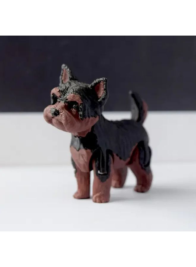 Black Coffee Yorkshire Terrier Statue 2Pcs Home Office Desk Decor Gift - Image 1