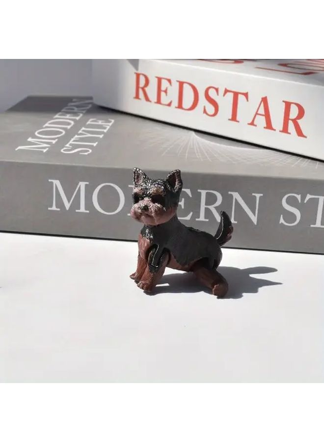 Black Coffee Yorkshire Terrier Statue 2Pcs Home Office Desk Decor Gift - Image 3