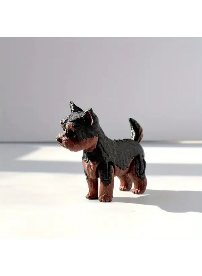 Black Coffee Yorkshire Terrier Statue 2Pcs Home Office Desk Decor Gift - Image 2