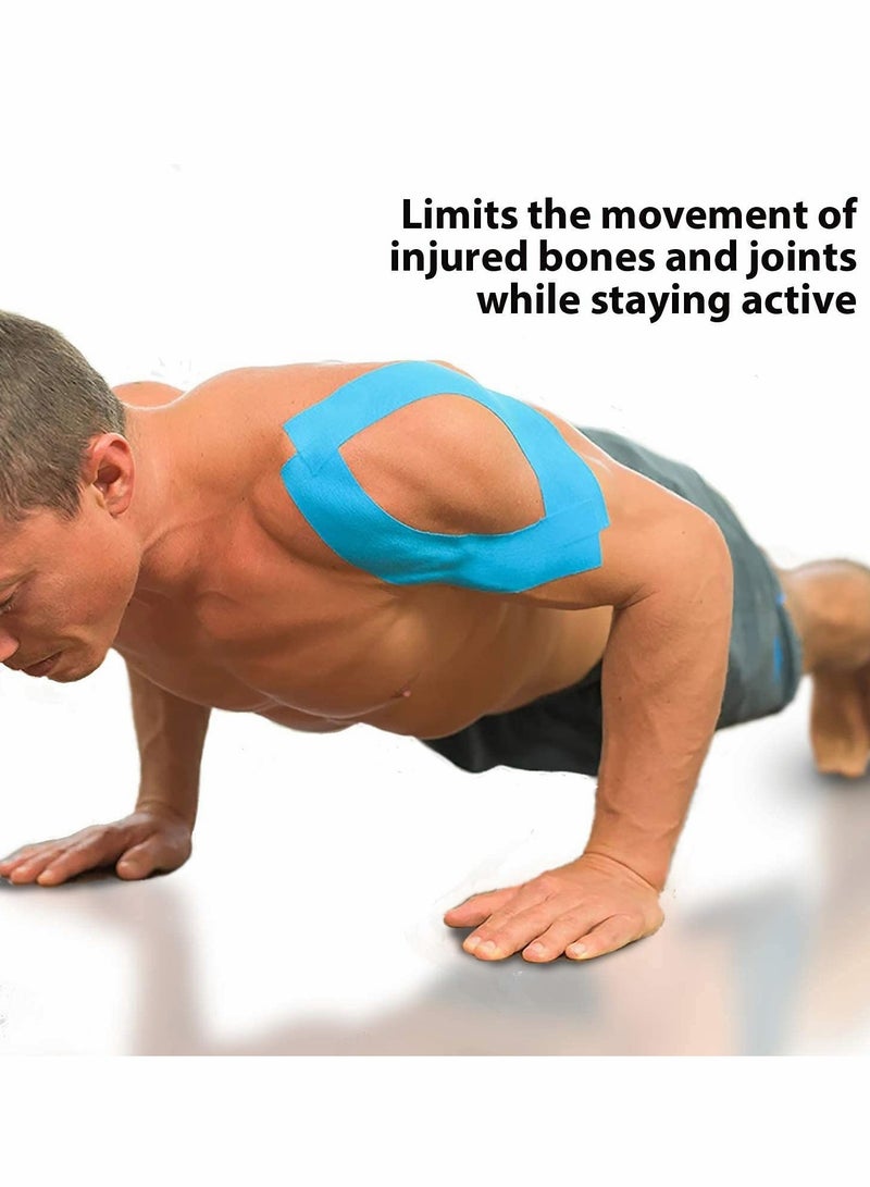 Excefore Sports Kinesiology Tape Roll of Elastic Water Resistant Tape for Support & Muscle Recovery Quality Sports Tape Muscle Tape Support Physio TapeKinetic for Knee Shoulder and Elbow 5cm*5m 2 Roll Beige - Image 2