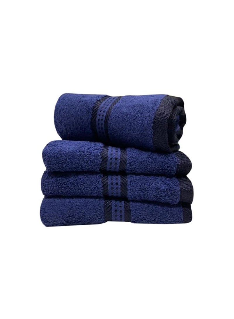 BYFT Daffodil (Blue) Premium Hand Towel (40x70 Cm-Set of 4) 100% Cotton, Highly Absorbent and Quick dry, Hotel and Spa Quality Bath linen with Stripe Diamond Dobby-500 Gsm  - Image 3