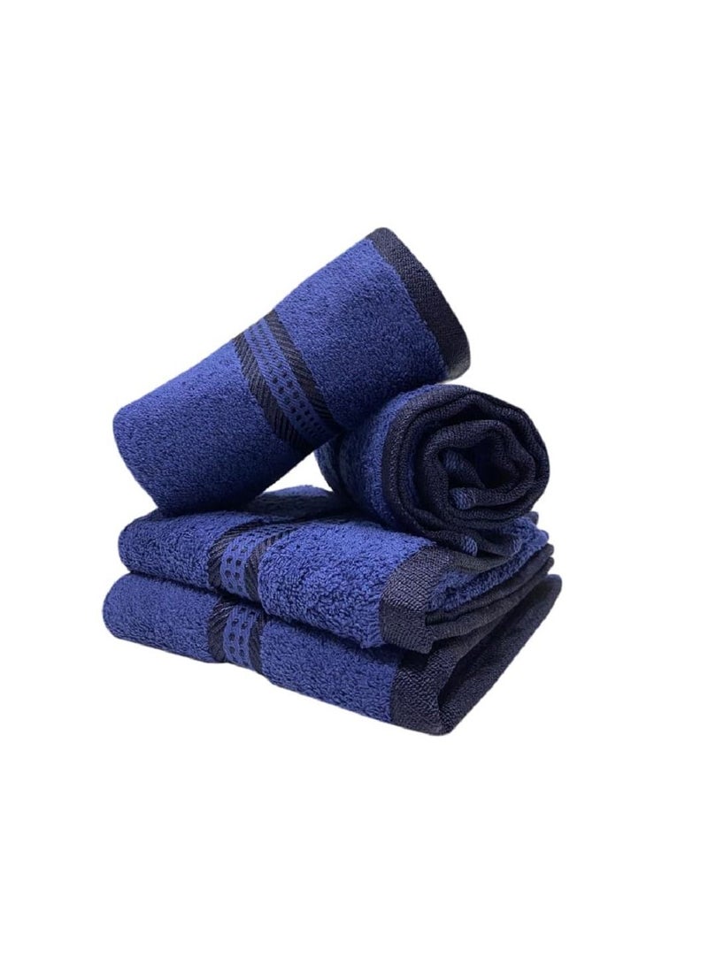 BYFT Daffodil (Blue) Premium Hand Towel (40x70 Cm-Set of 4) 100% Cotton, Highly Absorbent and Quick dry, Hotel and Spa Quality Bath linen with Stripe Diamond Dobby-500 Gsm  - Image 4