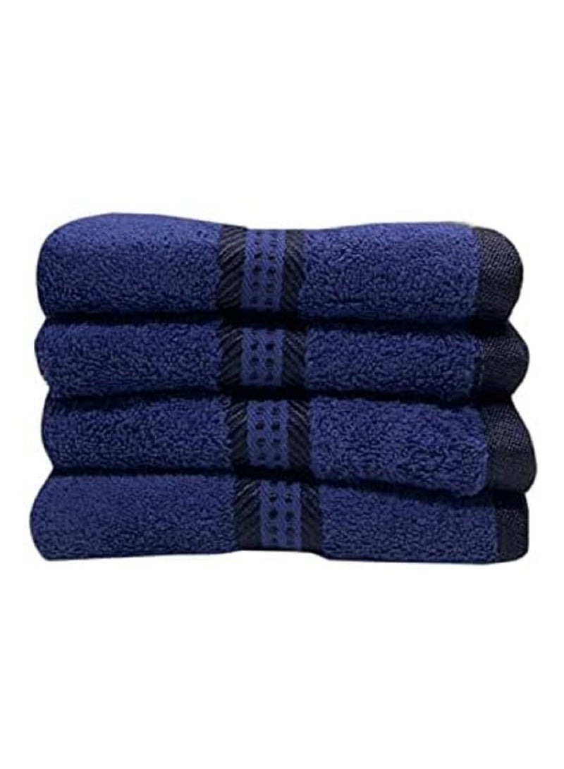 BYFT Daffodil (Blue) Premium Hand Towel (40x70 Cm-Set of 4) 100% Cotton, Highly Absorbent and Quick dry, Hotel and Spa Quality Bath linen with Stripe Diamond Dobby-500 Gsm  - Image 1