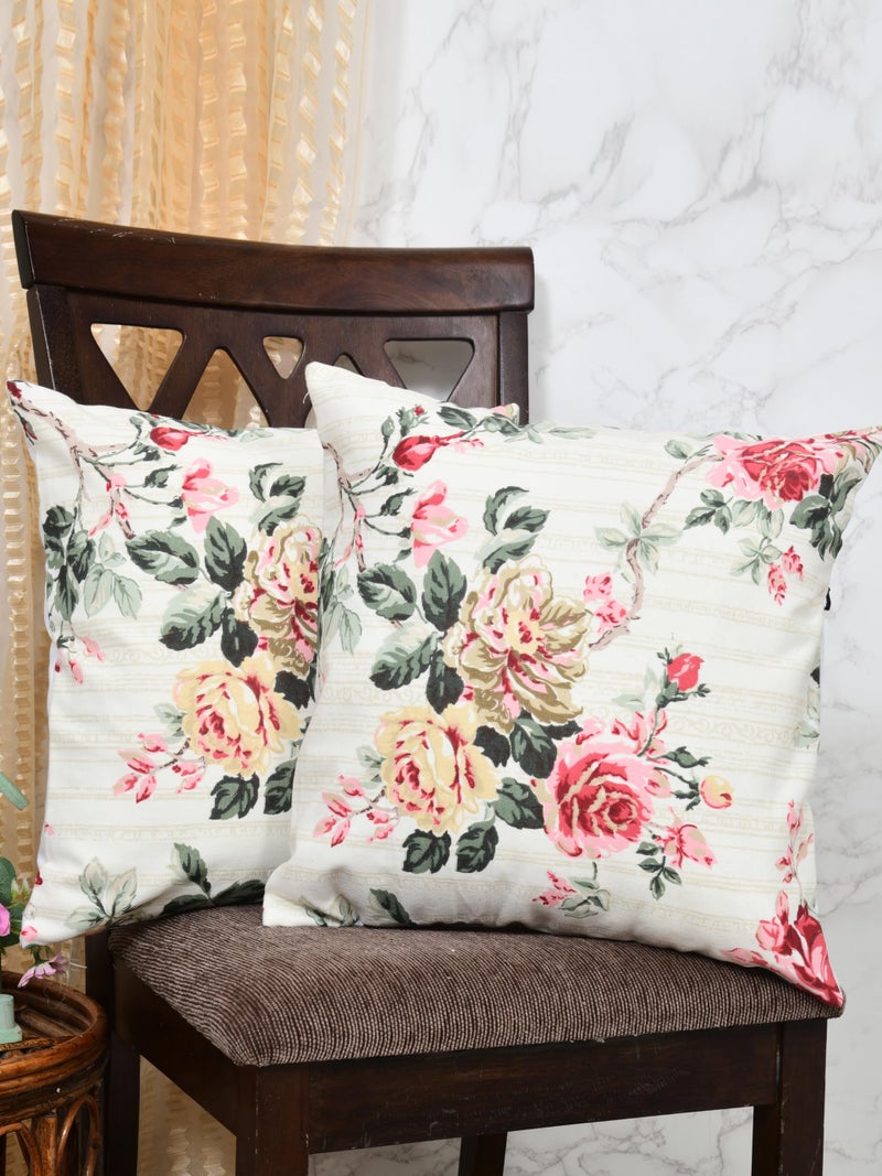 Clasiko Premium Duck Cotton Decorative Throw Cushion Covers for Sofa Living Room ; Set of 5; 22x22 Inches; Floral Nest - Image 2