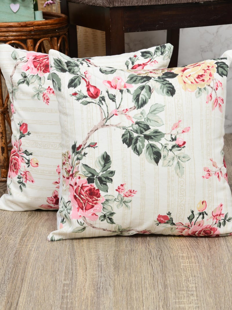 Clasiko Premium Duck Cotton Decorative Throw Cushion Covers for Sofa Living Room ; Set of 5; 22x22 Inches; Floral Nest - Image 3