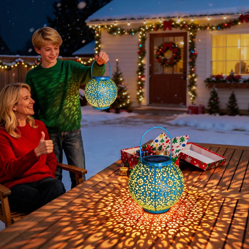 Go2garden Big Solar Outdoor Lanterns Waterproof, Gifts for Dad Mom Garden Yard Decor Lights for Patio,Balcony Party Ornaments, Birthday Mothers Day Gifts for Wife Grandma (1 Pack, Teal Blue) - Image 2