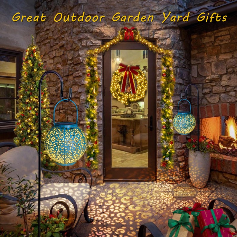 Go2garden Big Solar Outdoor Lanterns Waterproof, Gifts for Dad Mom Garden Yard Decor Lights for Patio,Balcony Party Ornaments, Birthday Mothers Day Gifts for Wife Grandma (1 Pack, Teal Blue) - Image 4