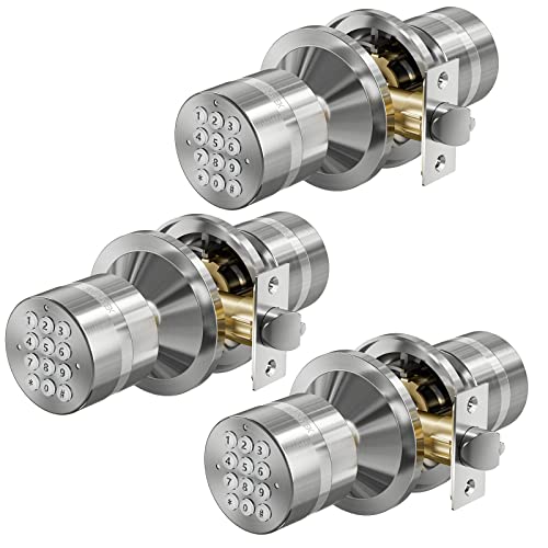 Signstek Keyless Digital Electronic Entry Security Safety Door Lock Locker (Satin Nickel 3 Pack) - Image 1