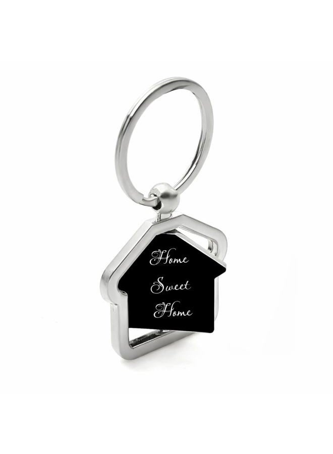 Giftana Home Sweet Home Keychain for Men and Women, Home Shape Rotating Silver Metal Keychain, New House Keyring Housewarming Gift for Couple Homeowner Moving in Key Chain Real Estate Gift (Pack of 1) - Image 1