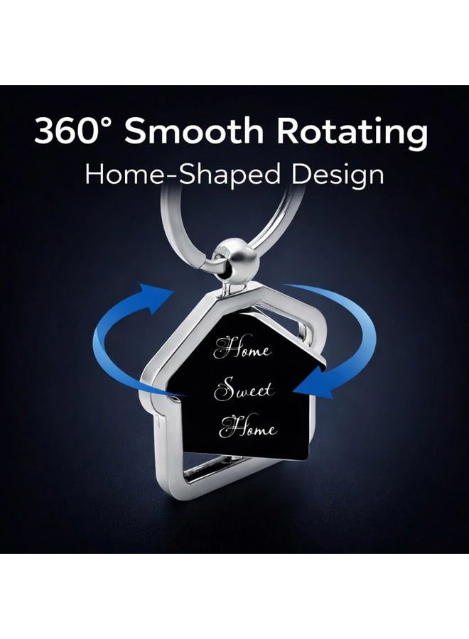 Giftana Home Sweet Home Keychain for Men and Women, Home Shape Rotating Silver Metal Keychain, New House Keyring Housewarming Gift for Couple Homeowner Moving in Key Chain Real Estate Gift (Pack of 1) - Image 2