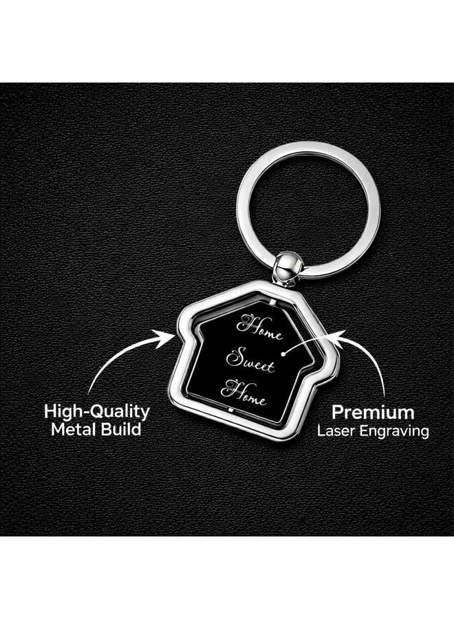 Giftana Home Sweet Home Keychain for Men and Women, Home Shape Rotating Silver Metal Keychain, New House Keyring Housewarming Gift for Couple Homeowner Moving in Key Chain Real Estate Gift (Pack of 1) - Image 4