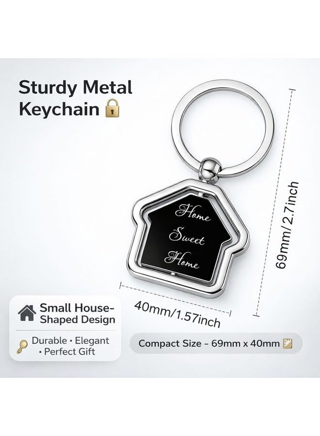 Giftana Home Sweet Home Keychain for Men and Women, Home Shape Rotating Silver Metal Keychain, New House Keyring Housewarming Gift for Couple Homeowner Moving in Key Chain Real Estate Gift (Pack of 1) - Image 3