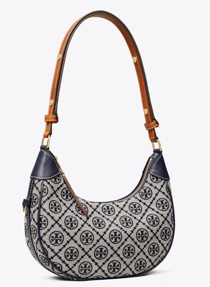 Burch Tory  Logo Print Leather Crescent Bag Tote Shoulder Bag - Image 2