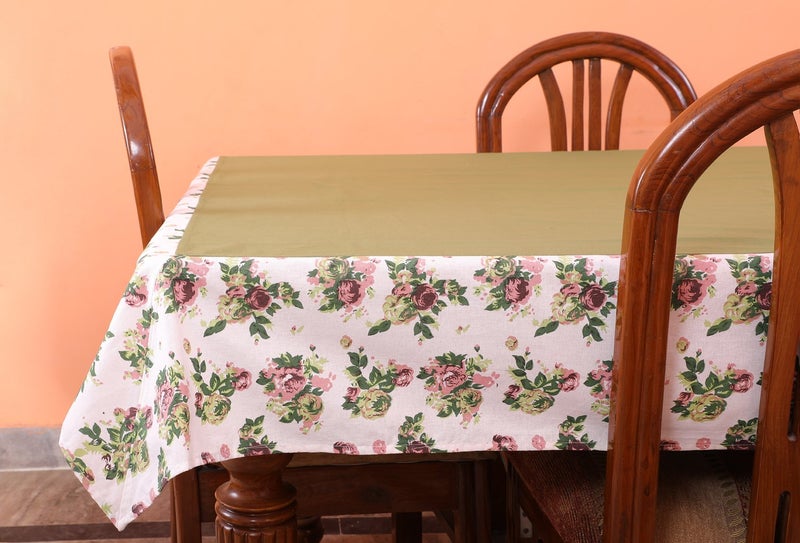 Dekor World Floral Printed Green Table Cover (Pack of 1) - Image 2