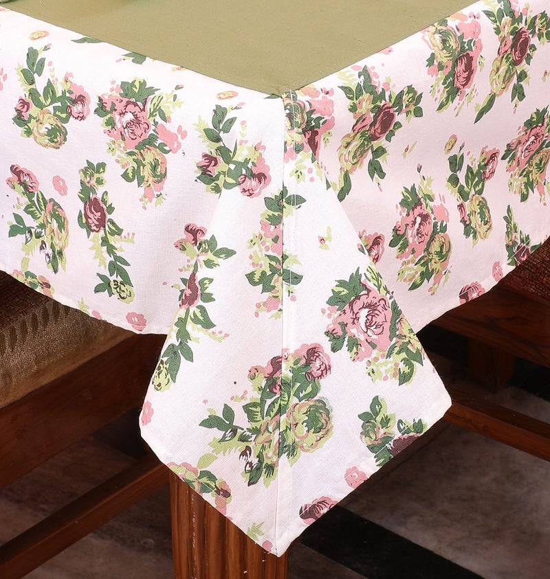 Dekor World Floral Printed Green Table Cover (Pack of 1) - Image 3