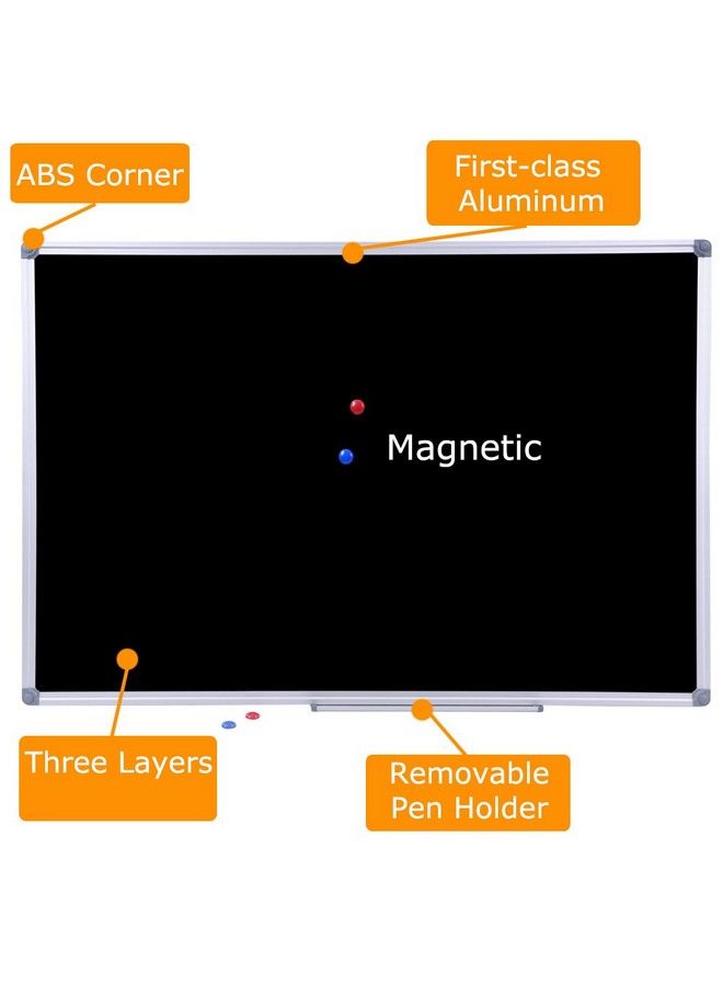 DexBoard 36 X 24 Inch Aluminum Frame Black Chalkboard For Wall ; School Magnetic Blackboard With Sturdy Frame For Kids Teachers Written On By Regular Chalk - Image 3