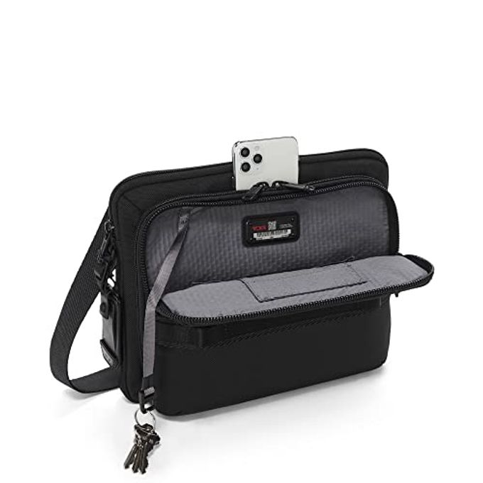 Tumi Alpha Bravo Service Crossbody Bag Zip Pocket, Tracer, Luggage Tag Ballistic Nylon 9.3" X 12.3" X 3.0" Black - Image 3
