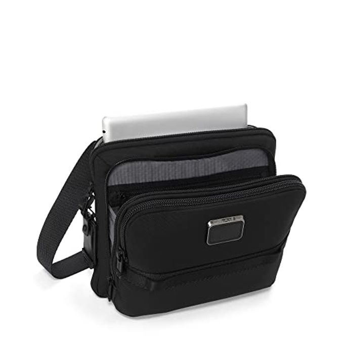 Tumi Alpha Bravo Service Crossbody Bag Zip Pocket, Tracer, Luggage Tag Ballistic Nylon 9.3" X 12.3" X 3.0" Black - Image 2