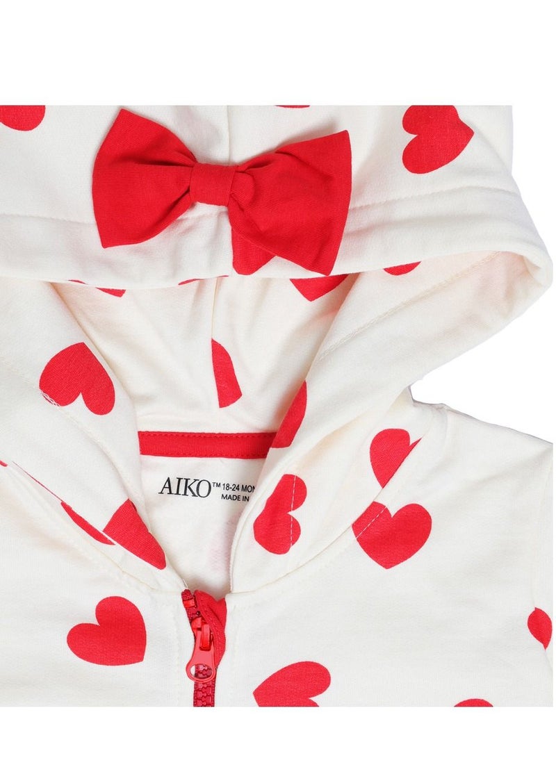 AIKO-Infant Cute Heart Design Hooded Onsie-18-24M - Image 2