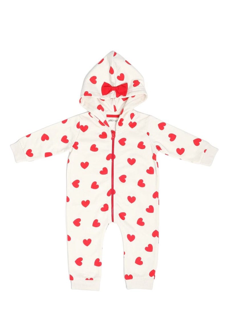 AIKO-Infant Cute Heart Design Hooded Onsie-18-24M - Image 1