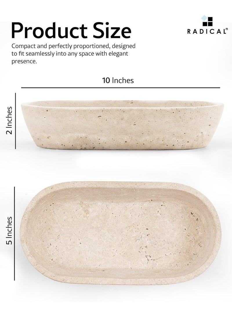 راديكالن وعاء عجين من الرخام الترافرتين | وعاء مزخرف يدويًا للمفتاح والفواكه، مقاس ١٠ بوصات، مناسب لتناول الطعام والمدخل - Image 3