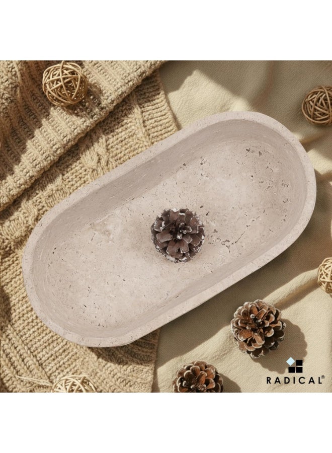 راديكالن وعاء عجين من الرخام الترافرتين | وعاء مزخرف يدويًا للمفتاح والفواكه، مقاس ١٠ بوصات، مناسب لتناول الطعام والمدخل - Image 4