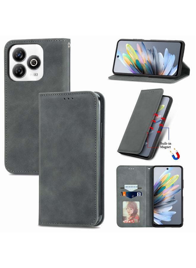 إيروريكس جراب هاتف من الجلد المغناطيسي بتصميم كلاسيكي لهاتف ZTE Blade A75 4G - Image 1