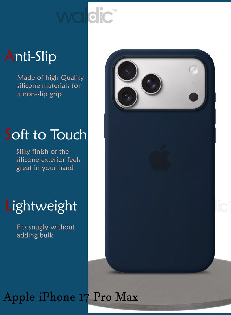 ولديك جراب فاخر لهاتف Apple iPhone 17 Pro Max | غطاء سيليكون فاخر مصمم خصيصًا لهاتف Apple iPhone 17 Pro Max | جراب Apple iPhone 17 Pro Max مع حماية من الكاميرا والسقوط، جراب خلفي رفيع واقٍ لهاتف Apple iPhone 17 Pro Max - أزرق داكن - Image 2