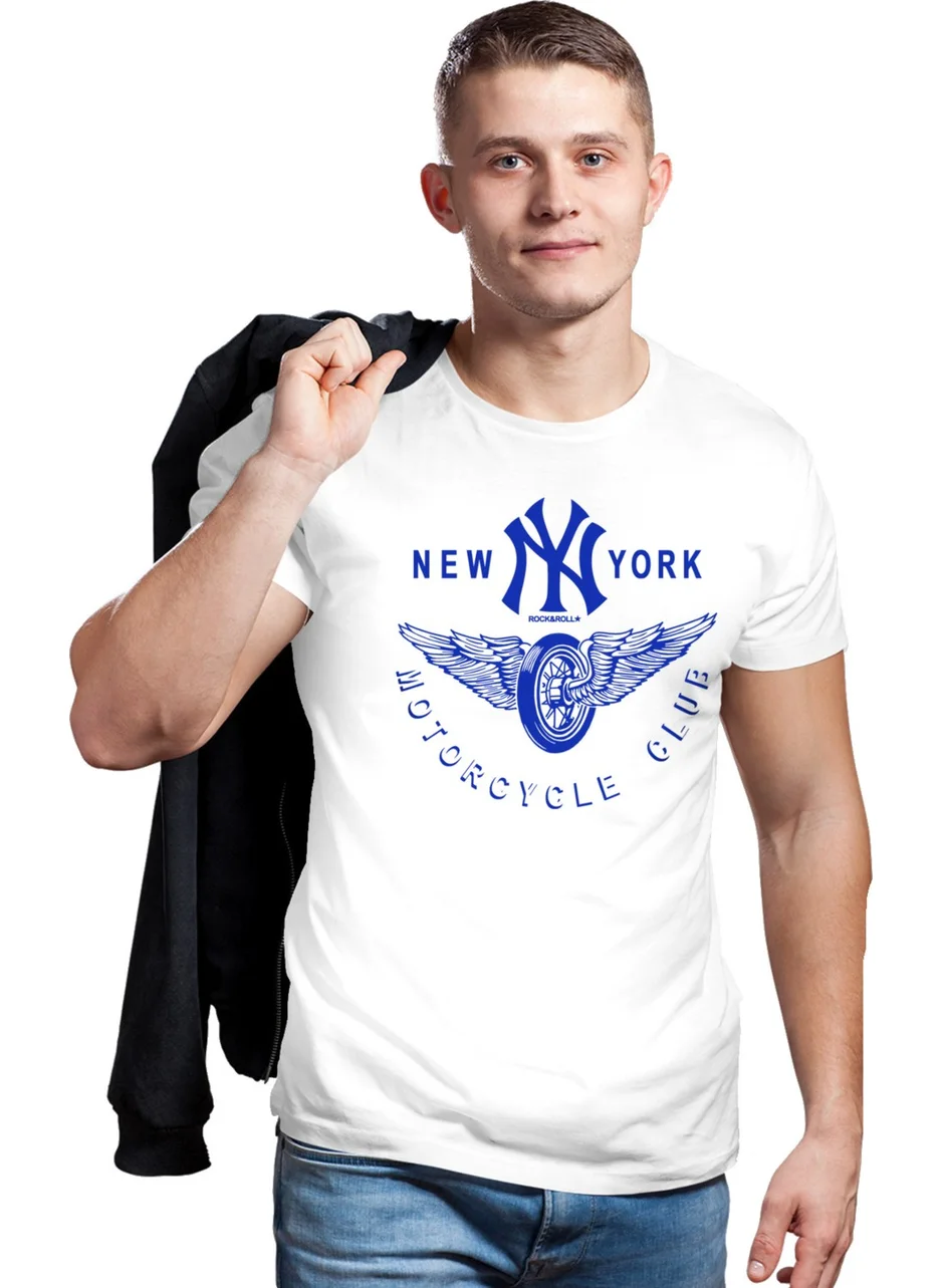 روك اند رول Ny Moto Club White Men's T-shirt