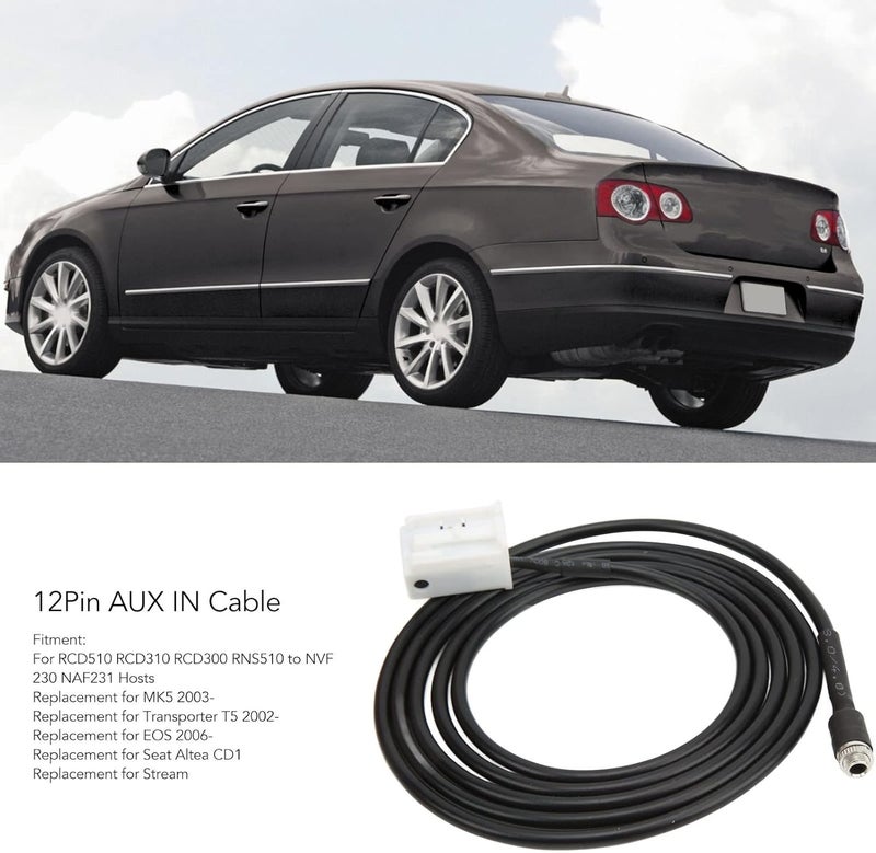 ويوبلز محول كابل موسيقى AUX، محول سلك كابل AUX IN للسيارة، منفذ خلفي 12 سنًا لأجهزة RCD510 وRCD310 وRCD300 وRNS510 إلى أجهزة NVF 230 وNAF231 - Image 4