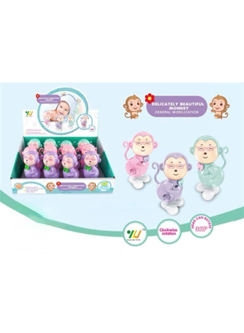 Toyland Pack of 12 pcs Wind Up Plastic Jumping Monkey Toy for Kids - Image 1