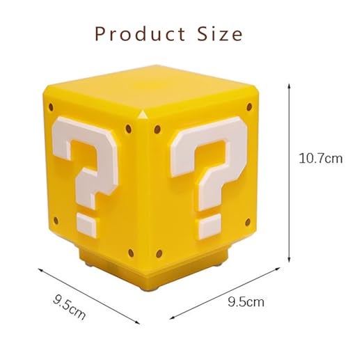 Rehenbsem Super Bro Question Block Night Light,Question Mark Block Decorate Table Lamp with USB Power Cable, Yellow LED Night Lamp Box with Game's Gold Coin Sound Effects Party Gift - Image 2