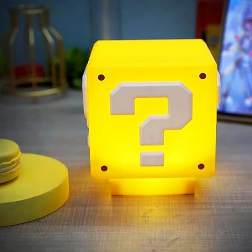 Rehenbsem Super Bro Question Block Night Light,Question Mark Block Decorate Table Lamp with USB Power Cable, Yellow LED Night Lamp Box with Game's Gold Coin Sound Effects Party Gift - Image 3