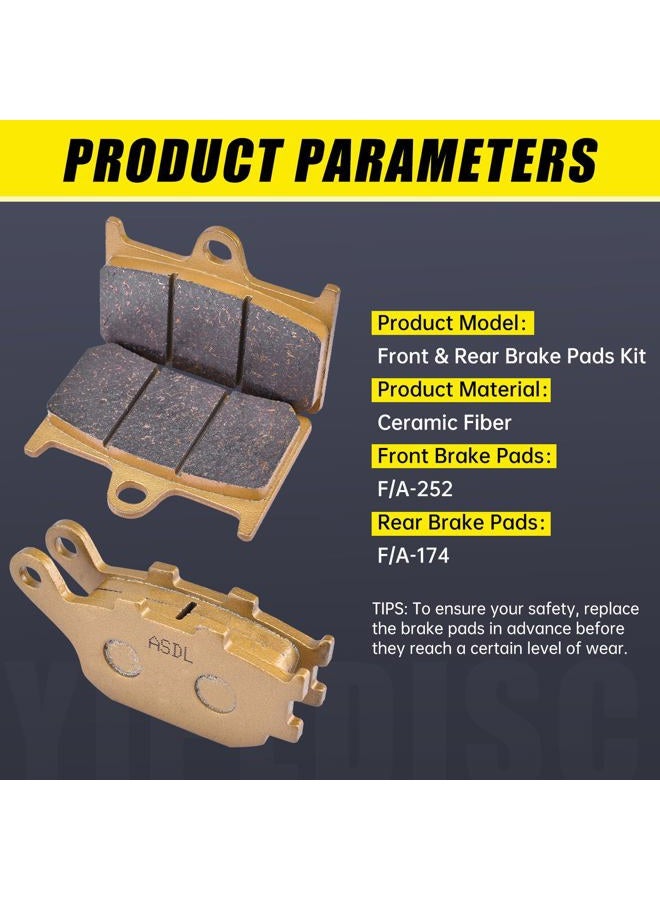 YIPEDISC Brake Pads Kit fit for YAMAHA FZ6 MT-07 MT-09 Tracer700 XSR700 YZF-R1 YZF-R6 YZF-R7 Fazer8 FZ8 FZ1 MT-10 XSR900 FA252 and FA174 Ceramic Fiber Front and Rear Brake Pads Kit(3 Sets) - Image 4