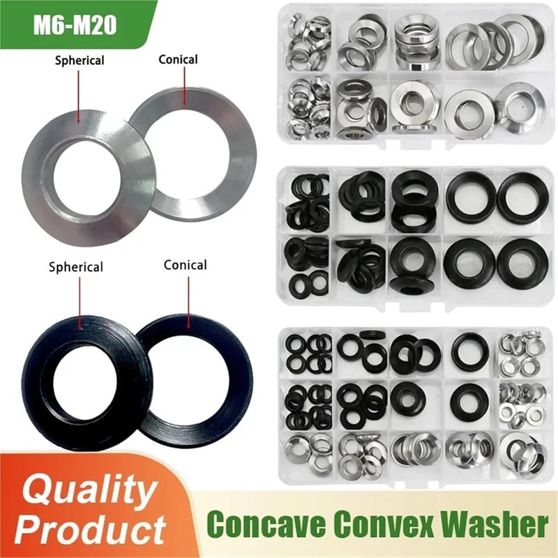 Countersunk Washers Solid Conical Countersunk Stainless Steel Washer Spherical Gasket Concave Convex Cone Carbon Spacers(M12 20Pcs Stainless) - Image 3