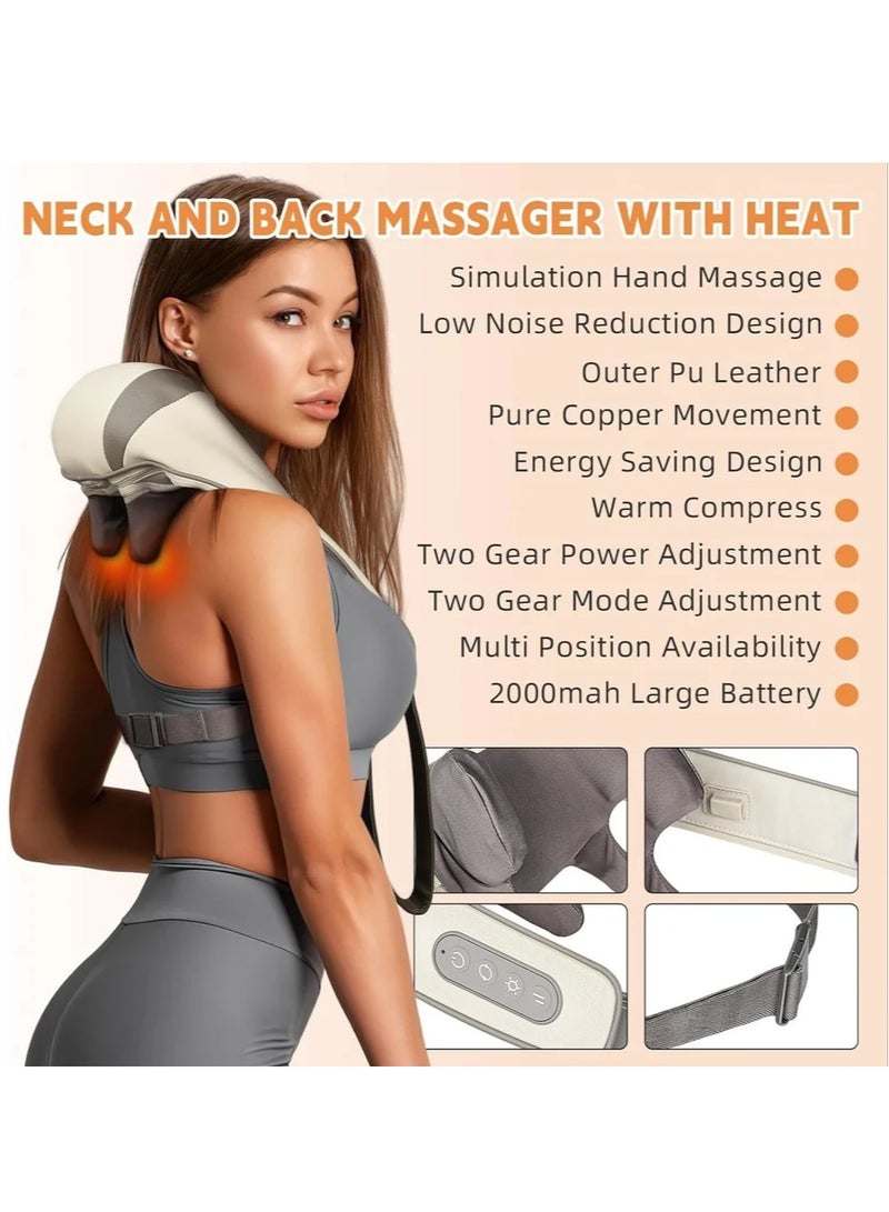 DubaiGallery Cordless Neck and Back Massager - Shiatsu Extended Nodes Massager Tools with Heat, Rechargeable Deep Tissue 6D Kneading Massage Machine for Shoulder, Leg, Muscle Pain Relief - Image 4