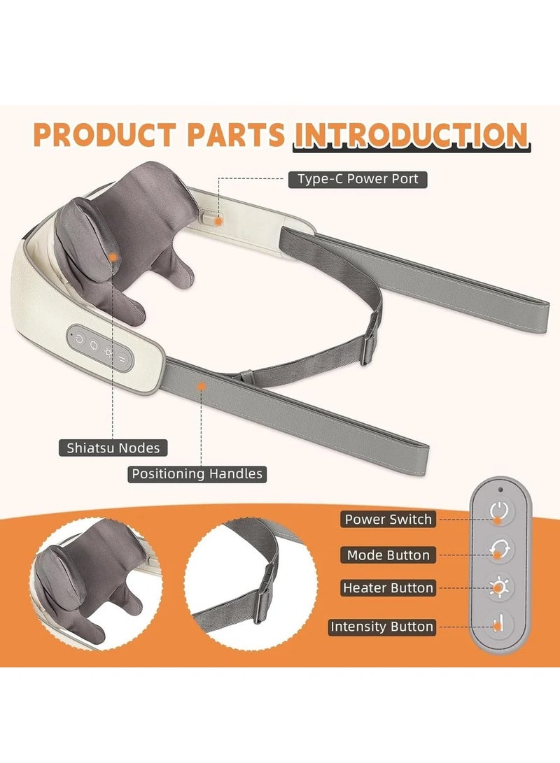 DubaiGallery Cordless Neck and Back Massager - Shiatsu Extended Nodes Massager Tools with Heat, Rechargeable Deep Tissue 6D Kneading Massage Machine for Shoulder, Leg, Muscle Pain Relief - Image 3