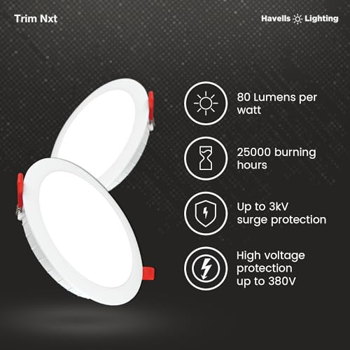 Havells Trim NXT 5W LED Round Downlighter|Neutral White| Energy Efficient |Ultra Bright Light|Suited for Low Ceiling | Premium and Compact Design|Upto 3KV Surge Protection|Anti Glare|Pack of 1 - Image 4
