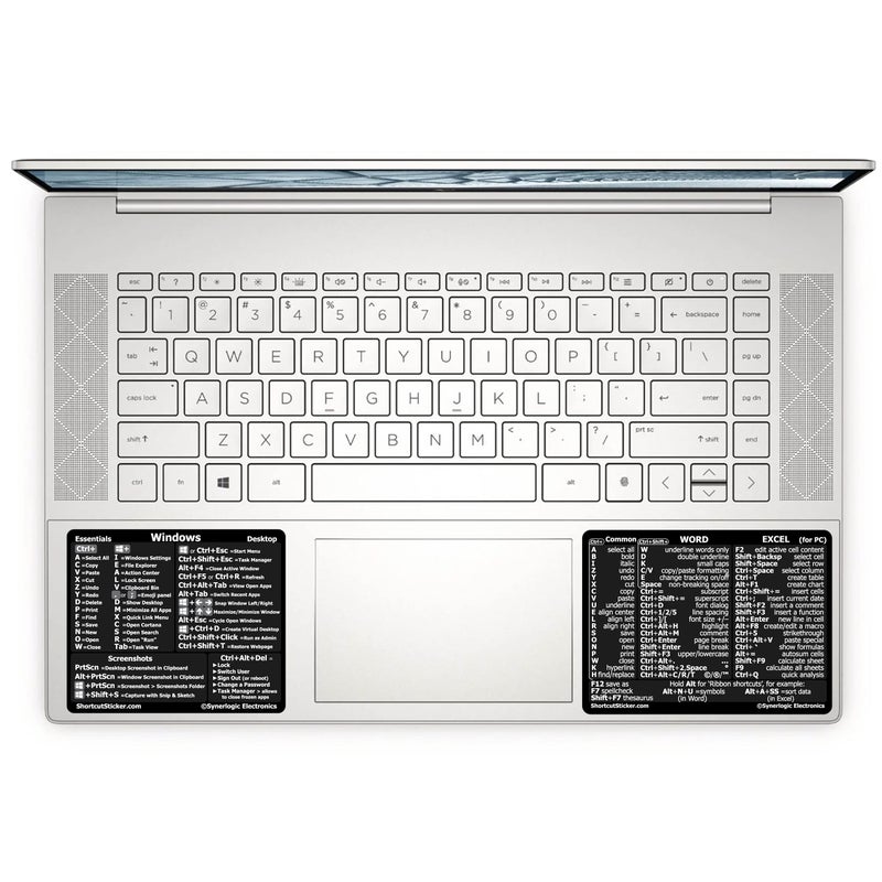 Synerlogic SYNERLOGIC Windows  WordExcel for Windows Quick Reference Guide Keyboard Shortcut Stickers NoResidue Vinyl BlackLargeCombo