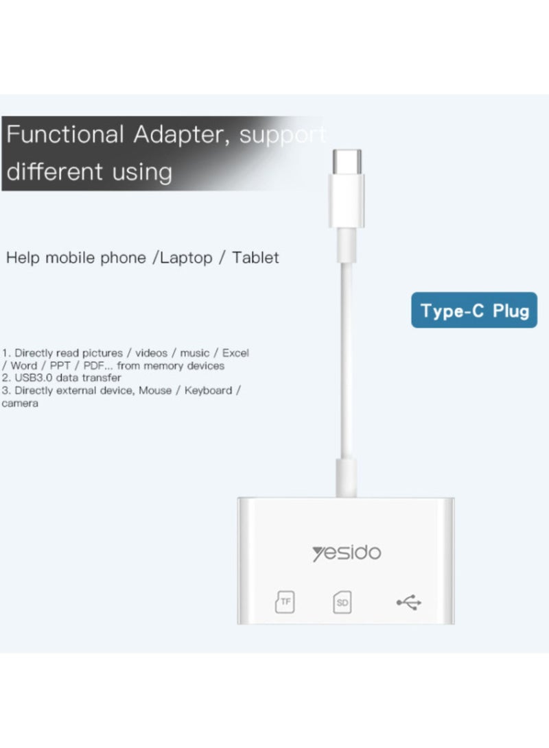 يسيدو GS16 فتحة بطاقة SD عالية الجودة من النوع C إلى USB 3.0 TF ومحول OTG للشحن السريع PD - Image 4